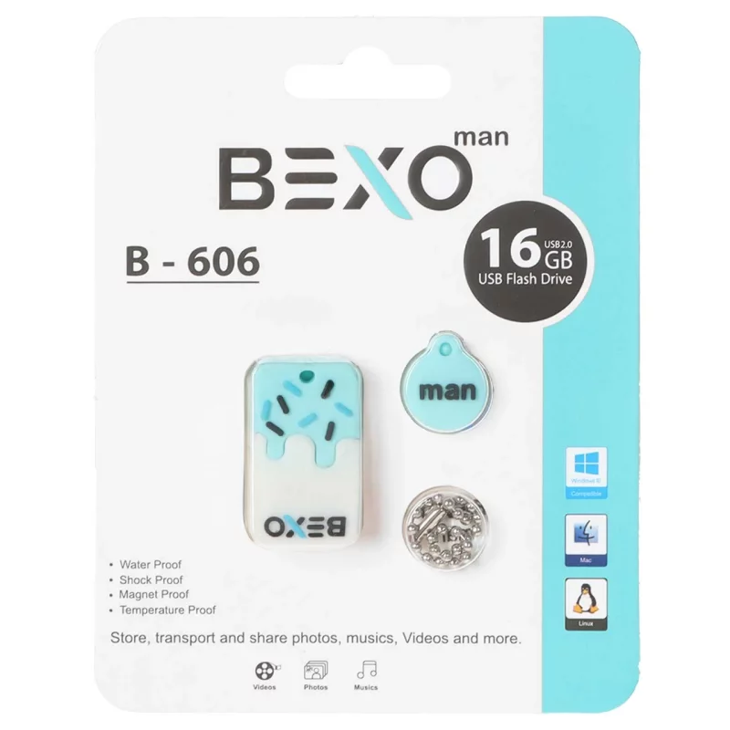BEXO B-606 USB2.0 Flash Memory-16GB (گارانتی داده پردازی آواتک) آبی روشن - تصویر 2