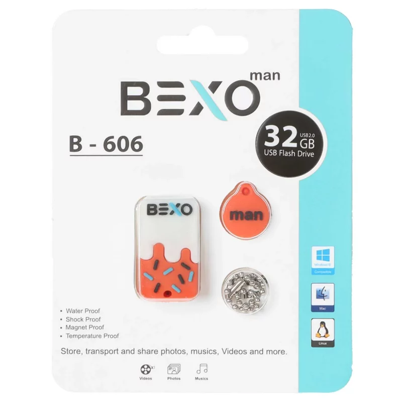 BEXO B-606 USB2.0 Flash Memory-32GB (گارانتی داده پردازی آواتک) نارنجی - تصویر 2