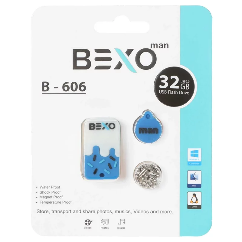 BEXO B-606 USB2.0 Flash Memory-32GB (گارانتی داده پردازی آواتک) آبی کاربنی - تصویر 2