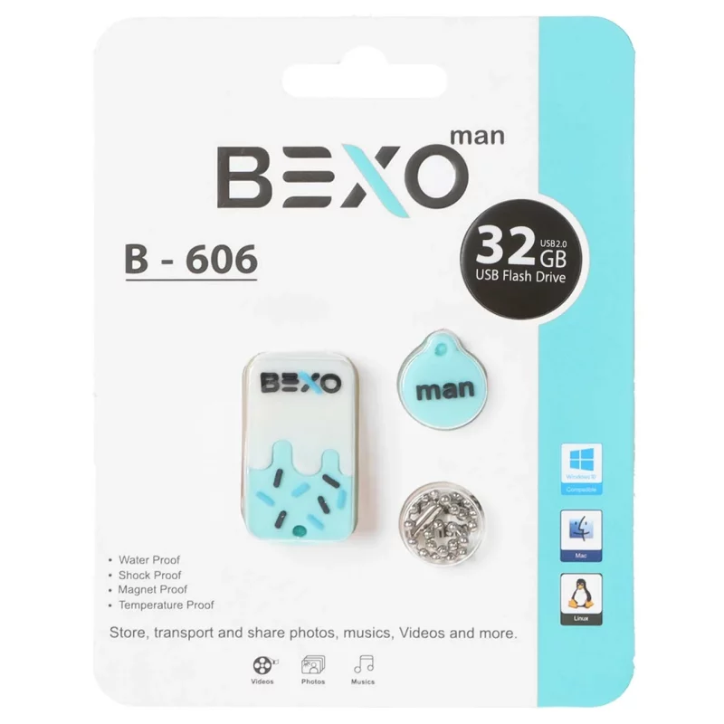 BEXO B-606 USB2.0 Flash Memory-32GB (گارانتی داده پردازی آواتک) آبی روشن - تصویر 2