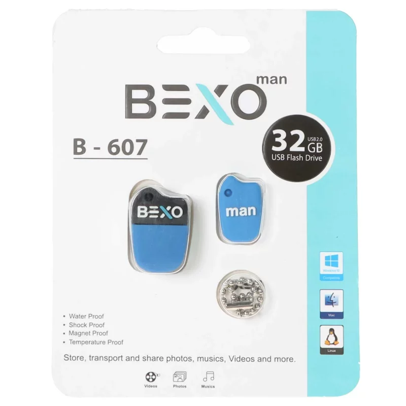 BEXO B-607 USB2.0 Flash Memory-32GB (گارانتی داده پردازی آواتک) آبی کاربنی - تصویر 2