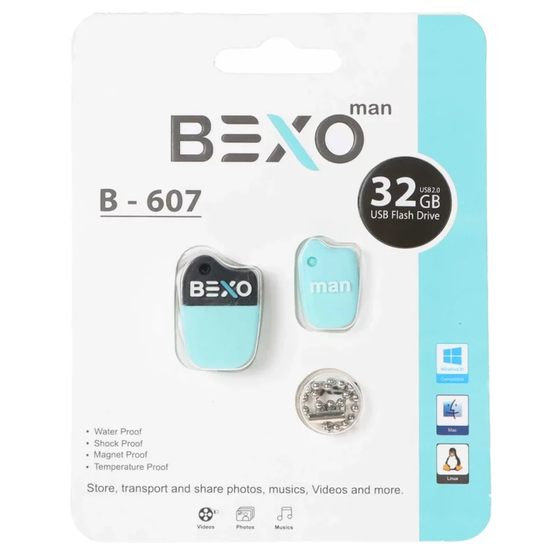 BEXO B-607 USB2.0 Flash Memory-32GB (گارانتی داده پردازی آواتک) آبی روشن - تصویر 2