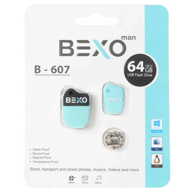 BEXO B-607 USB2.0 Flash Memory-64GB (گارانتی داده پردازی آواتک) آبی روشن - تصویر 2
