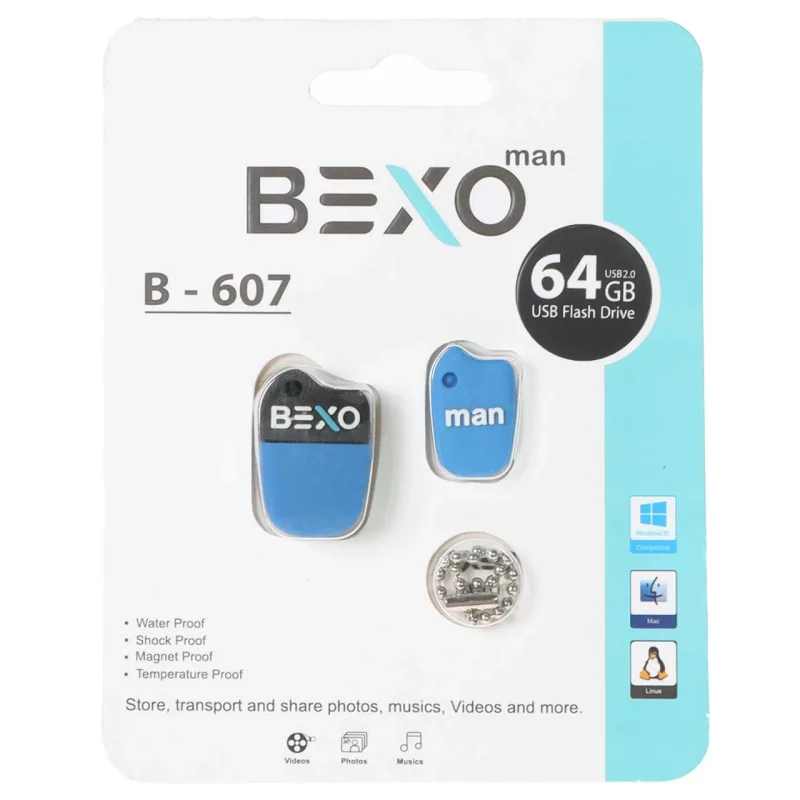 BEXO B-607 USB2.0 Flash Memory-64GB (گارانتی داده پردازی آواتک) آبی کاربنی - تصویر 2