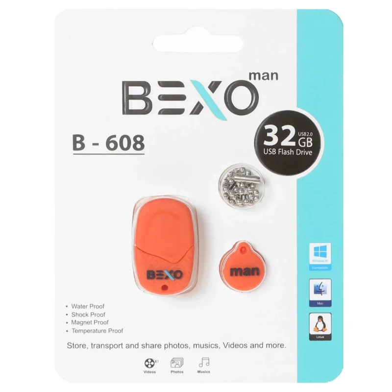 BEXO B-608 USB2.0 Flash Memory-32GB (گارانتی داده پردازی آواتک) نارنجی - تصویر 2