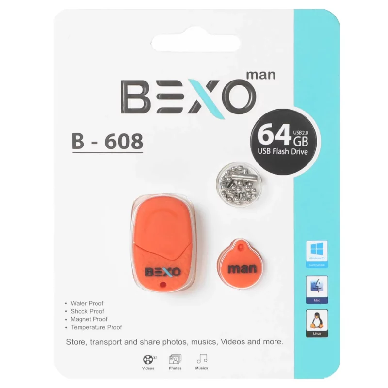 BEXO B-608 USB2.0 Flash Memory-64GB (گارانتی داده پردازی آواتک) نارنجی - تصویر 2