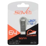 Save it Sigma USB3.2 Type-C Flash Memory - 64GB نقره ای (گارانتی مادام العمر آی تین)