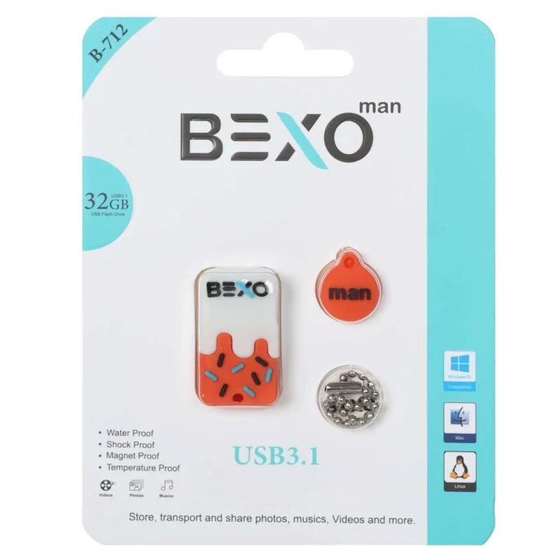 BEXO B-712 USB3.1 Flash Memory-32GB (گارانتی داده پردازی آواتک) نارنجی - تصویر 2