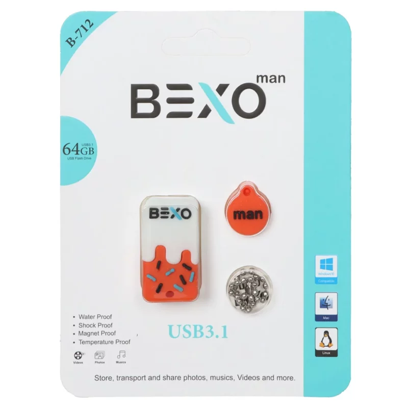 BEXO B-712 USB3.1 Flash Memory-64GB (گارانتی داده پردازی آواتک) نارنجی - تصویر 2