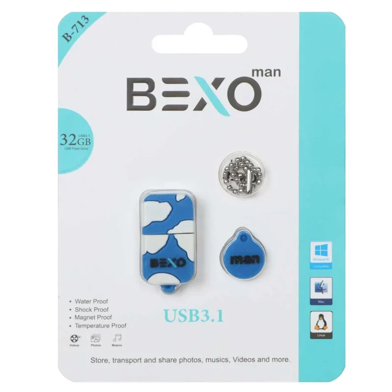 BEXO B-713 USB3.1 Flash Memory-32GB (گارانتی داده پردازی آواتک) آبی کاربنی - تصویر 2