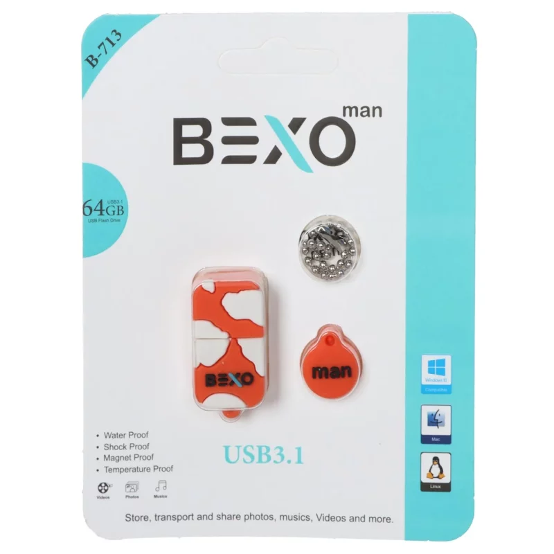 BEXO B-713 USB3.1 Flash Memory-64GB (گارانتی داده پردازی آواتک) نارنجی - تصویر 2