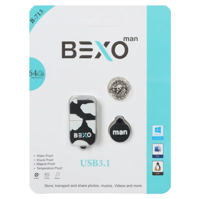 BEXO B-713 USB3.1 Flash Memory-64GB (گارانتی داده پردازی آواتک) مشکی - تصویر 2