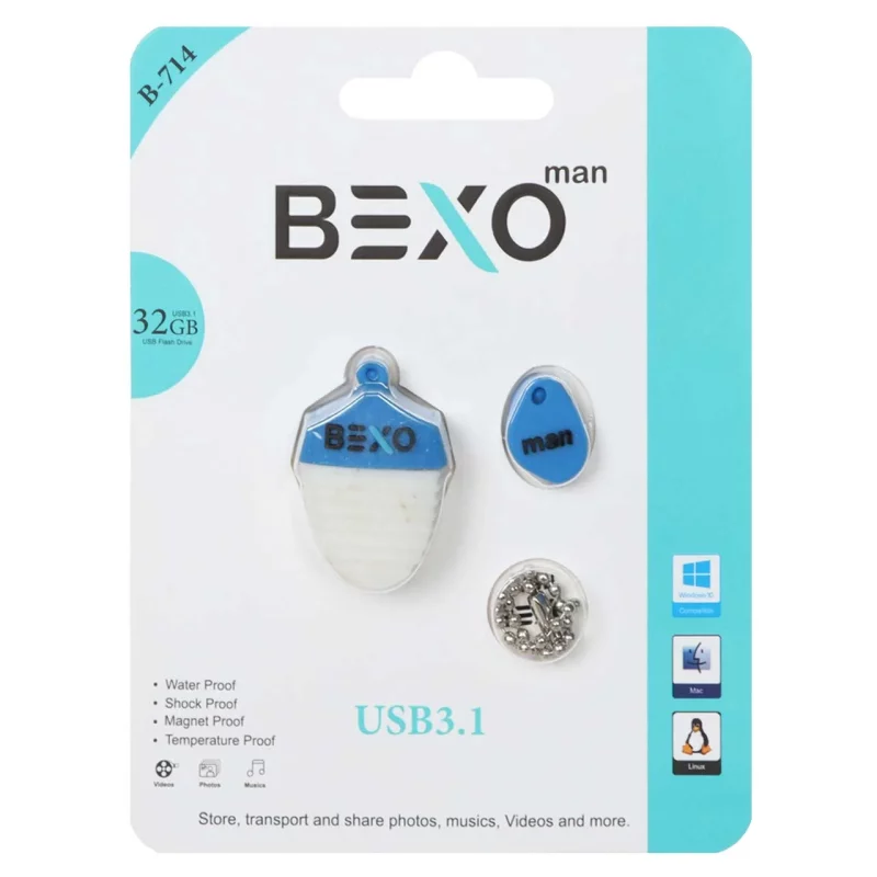 BEXO B-714 USB3.1 Flash Memory-32GB (گارانتی داده پردازی آواتک) آبی کاربنی - تصویر 2