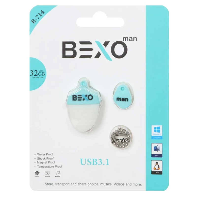BEXO B-714 USB3.1 Flash Memory-32GB (گارانتی داده پردازی آواتک) آبی روشن - تصویر 2