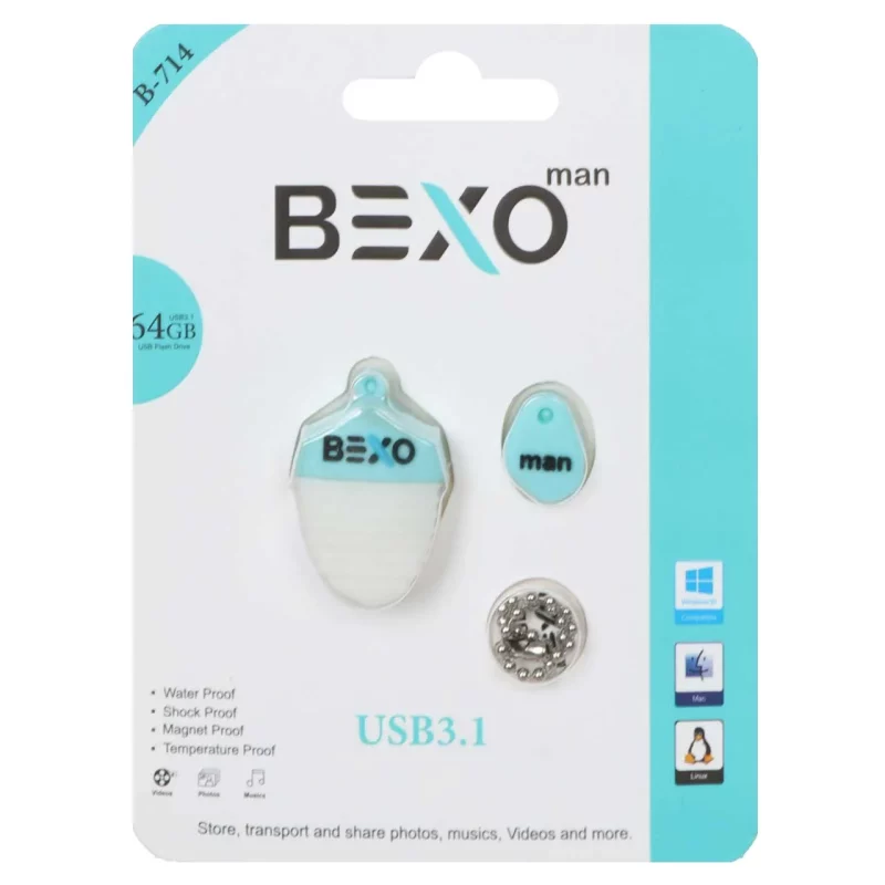 BEXO B-714 USB3.1 Flash Memory-64GB (گارانتی داده پردازی آواتک) آبی روشن - تصویر 2