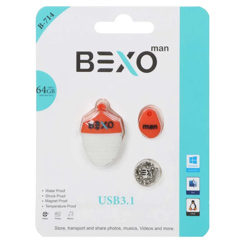 BEXO B-714 USB3.1 Flash Memory-64GB (گارانتی داده پردازی آواتک) نارنجی - تصویر 2