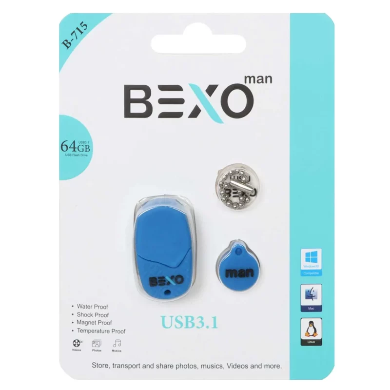 BEXO B-715 USB3.1 Flash Memory-64GB (گارانتی داده پردازی آواتک) آبی کاربنی - تصویر 2