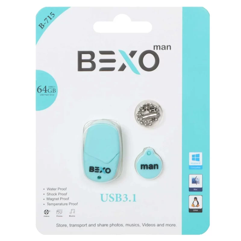 BEXO B-715 USB3.1 Flash Memory-64GB (گارانتی داده پردازی آواتک) آبی روشن - تصویر 2