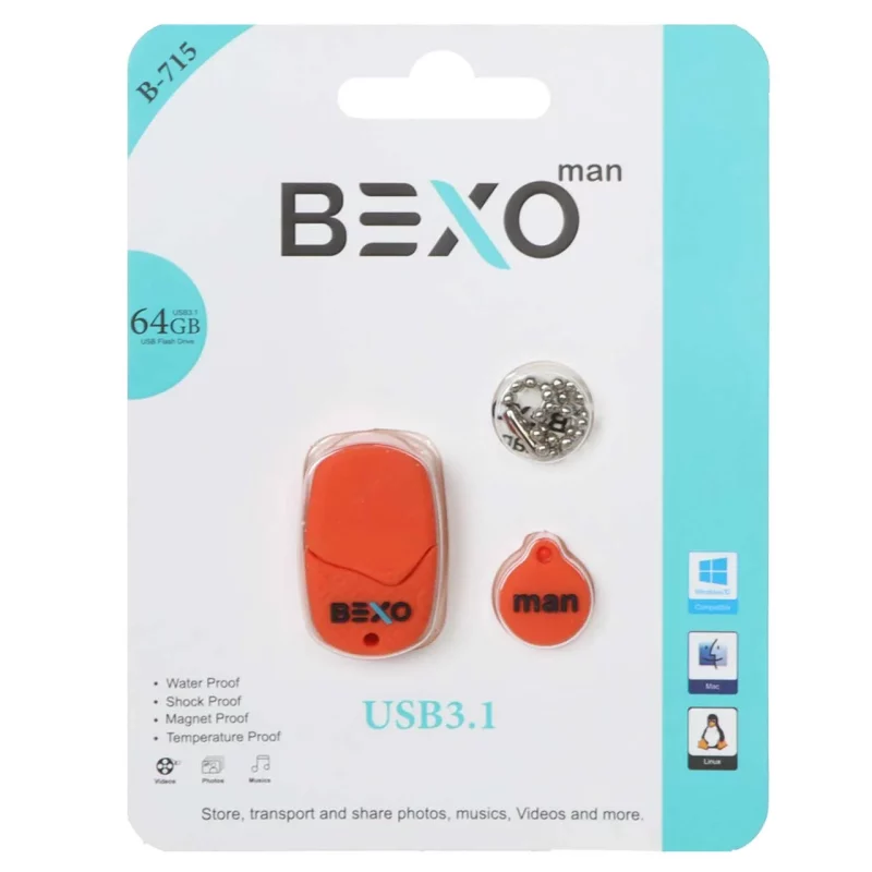 BEXO B-715 USB3.1 Flash Memory-64GB (گارانتی داده پردازی آواتک) نارنجی - تصویر 2