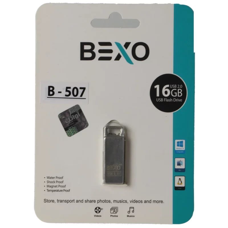 BEXO B-507 USB2.0 Flash Memory - 16GB (گارانتی داده پردازی آواتک) نقره ای - تصویر 2