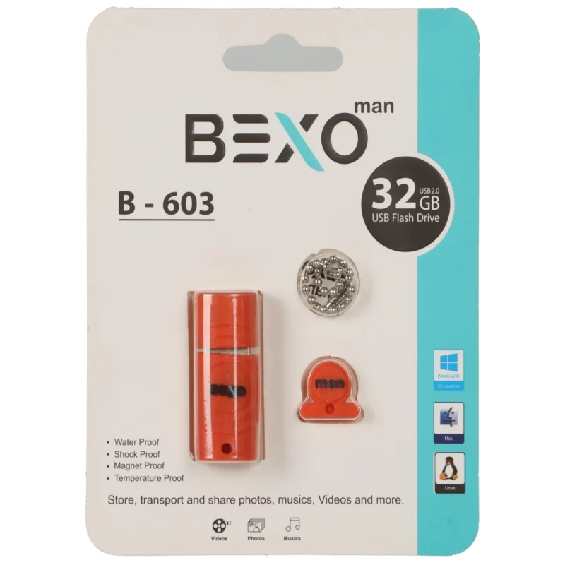 BEXO B-603 USB2.0 Flash Memory-32GB (گارانتی داده پردازی آواتک) نارنجی - تصویر 2