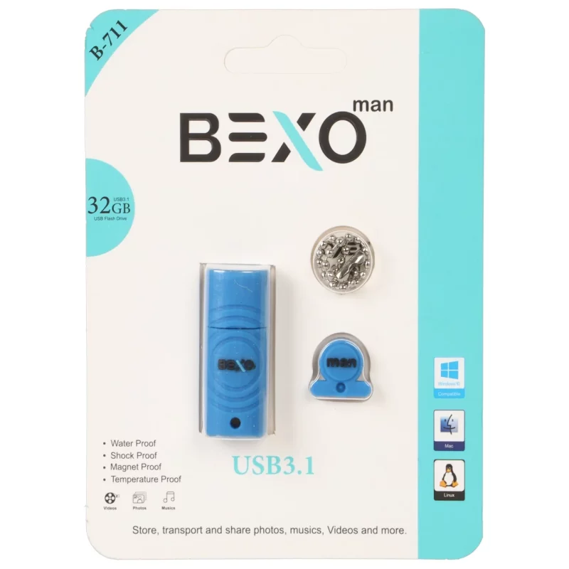 BEXO B-711 USB3.1 Flash Memory-32GB (گارانتی داده پردازی آواتک) آبی کاربنی - تصویر 2