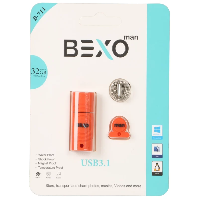 BEXO B-711 USB3.1 Flash Memory-32GB (گارانتی داده پردازی آواتک) نارنجی - تصویر 2