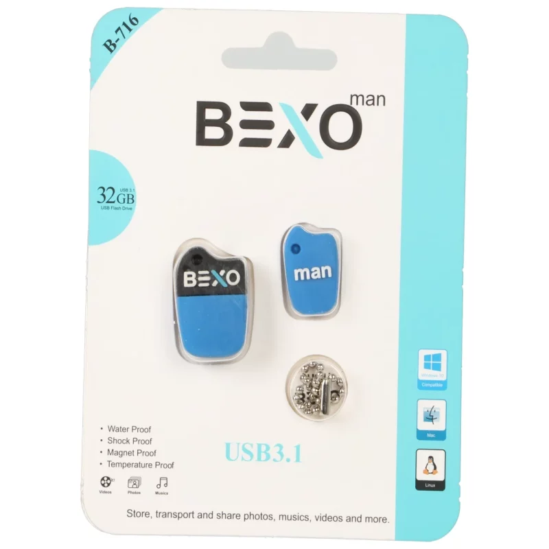 BEXO B-716 USB3.1 Flash Memory-32GB (گارانتی داده پردازی آواتک) آبی کاربنی - تصویر 2