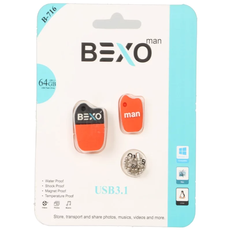 BEXO B-716 USB3.1 Flash Memory-64GB (گارانتی داده پردازی آواتک) نارنجی - تصویر 2