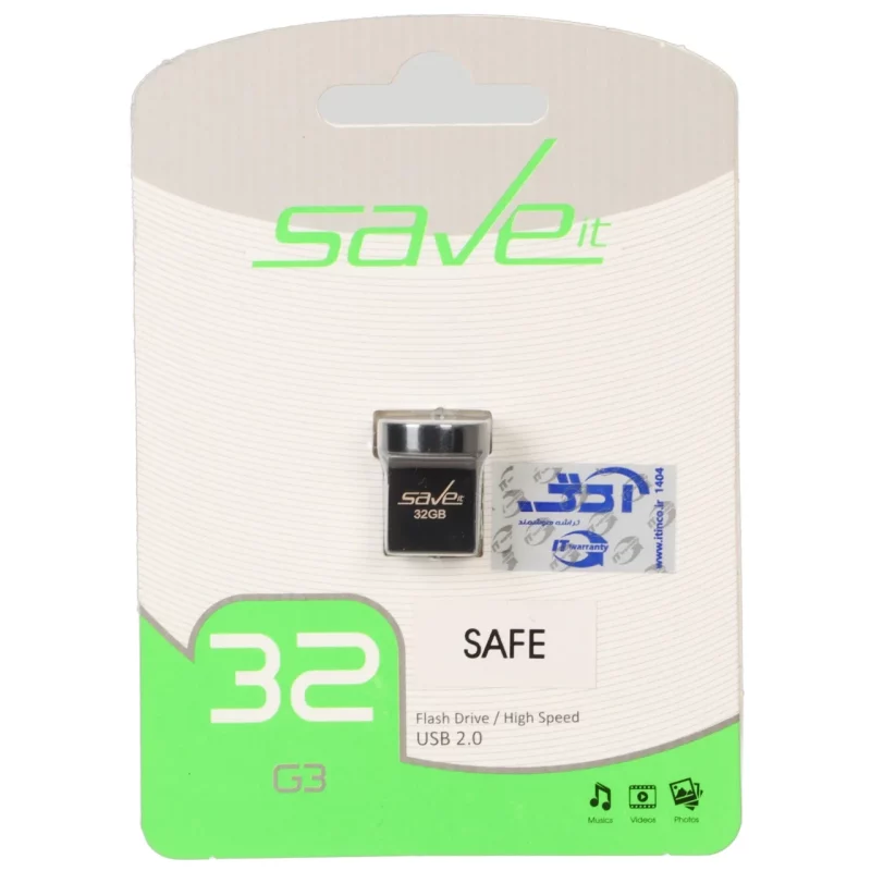Save it Safe USB2.0 Flash Memory - 32GB مشکی نقره ای (گارانتی مادام العمر آی تین) - تصویر 2