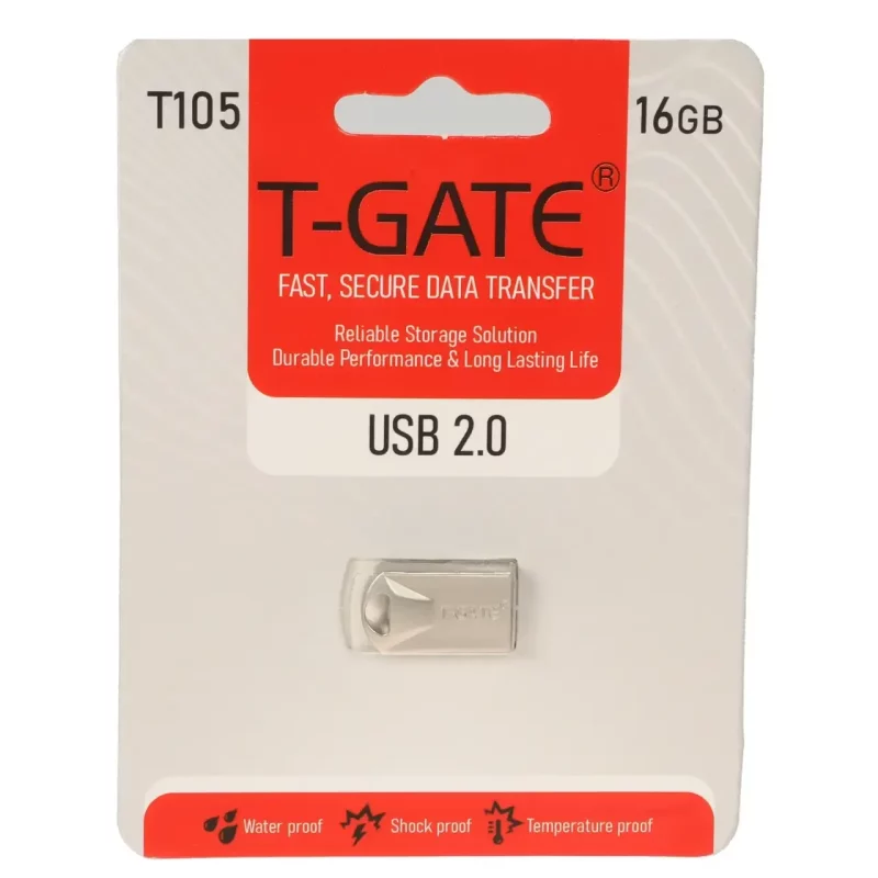 T-GATE T105 USB2.0 Flash Memory - 16GB - (گارانتی آسان سرویس) نقره ای - تصویر 2