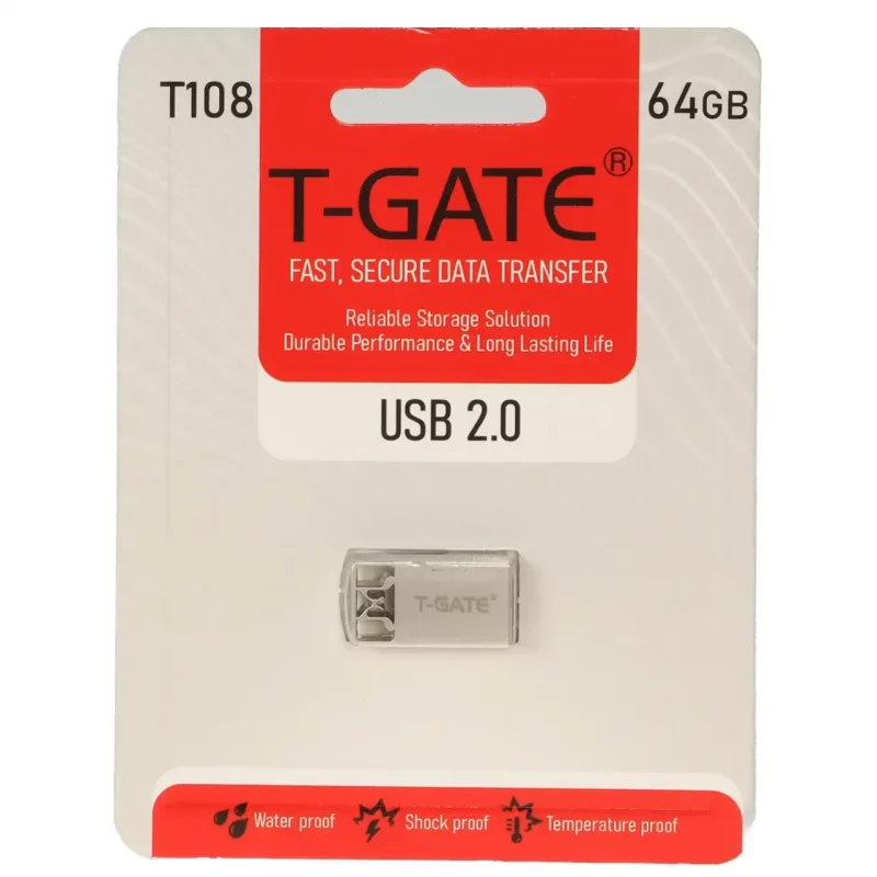 T-GATE T108 USB2.0 Flash Memory - 64GB - (گارانتی آسان سرویس) نقره ای - تصویر 2