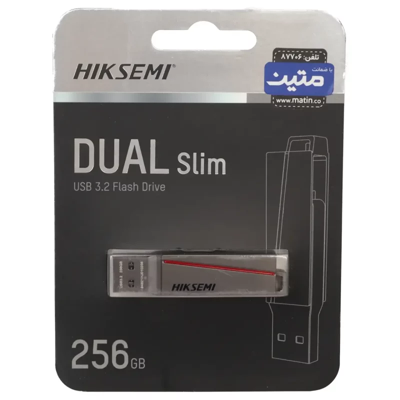 Hiksemi DUAL Slim USB Type-C USB3.2 Flash Memory - 256GB - (گارانتی متین) خاکستری - تصویر 2