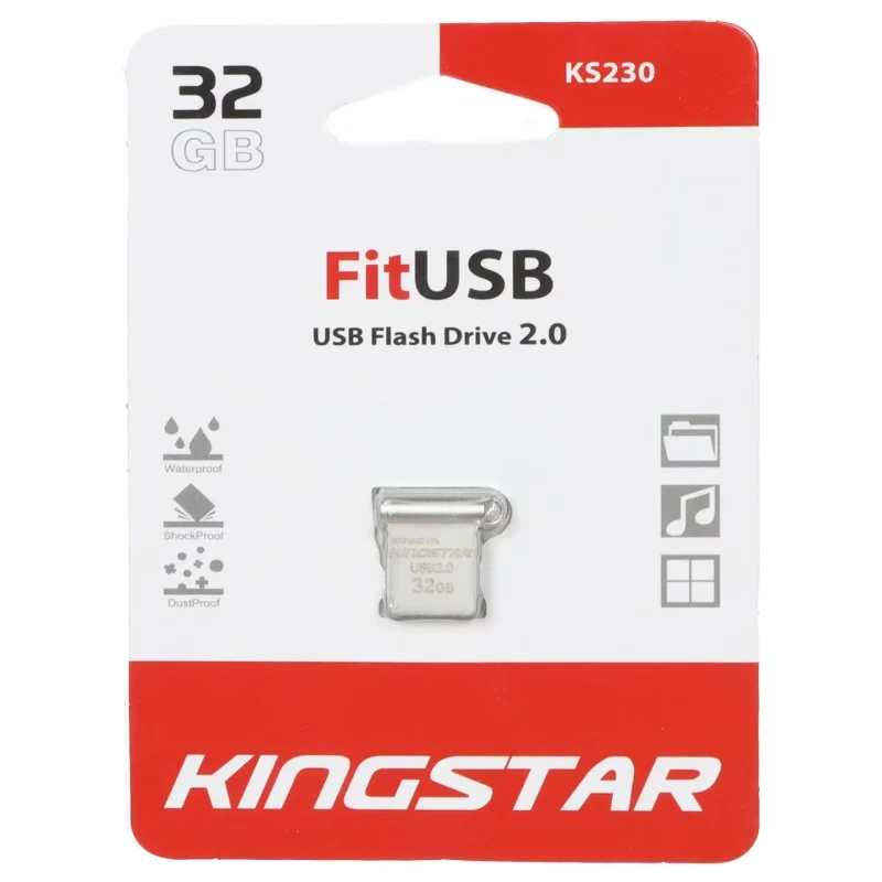 KingStar Fit KS230 USB2.0 Flash Memory-32GB (گارانتی متین) - نقره ای - تصویر 2