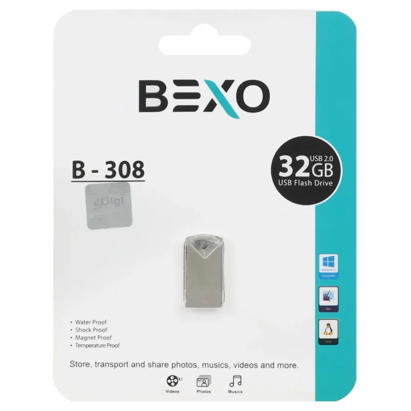 BEXO B-308 USB2.0 Flash Memory - 32GB (گارانتی داده پردازی آواتک) نقره ای - تصویر 2