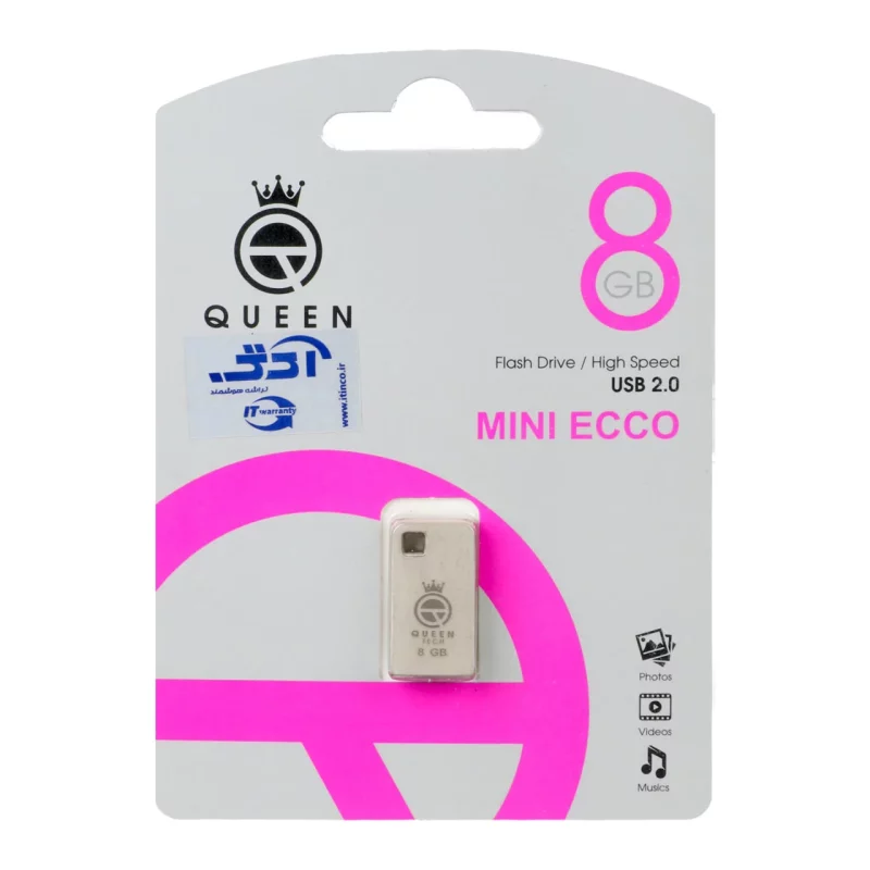 Queen Mini Ecco USB2.0 Flash Memory-8GB نقره ای (گارانتی مادام العمر شرکت آی تین) - تصویر 2
