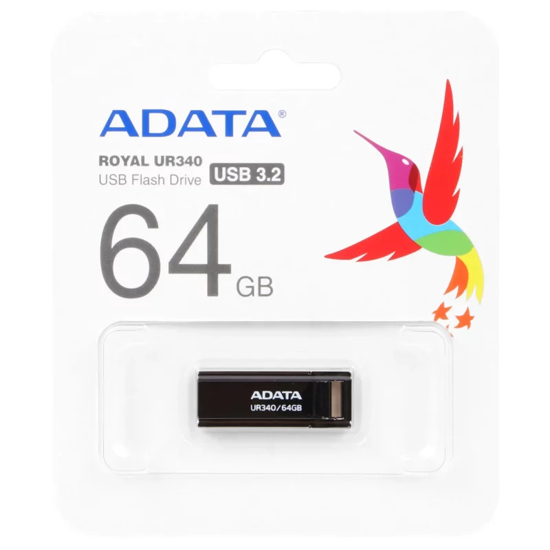 ADATA ROYAL UR340 USB 3.2 Flash Memory - 64GB مشکی - (گارانتی پنج ساله آونگ) - تصویر 2