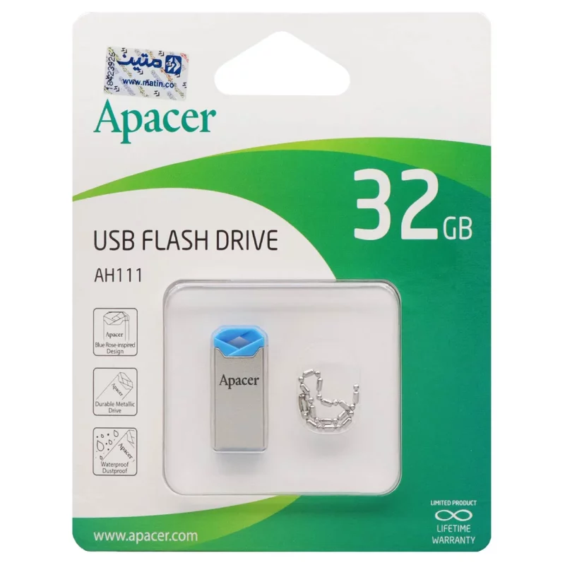 Apacer AH111 USB2.0 Flash Memory-32GB (گارانتی متین) - آبی - تصویر 2