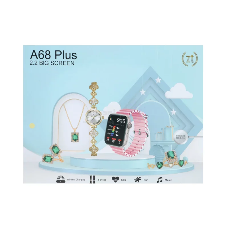 پک ساعت هوشمند مدل A68 PLUS - مشکی - تصویر 6