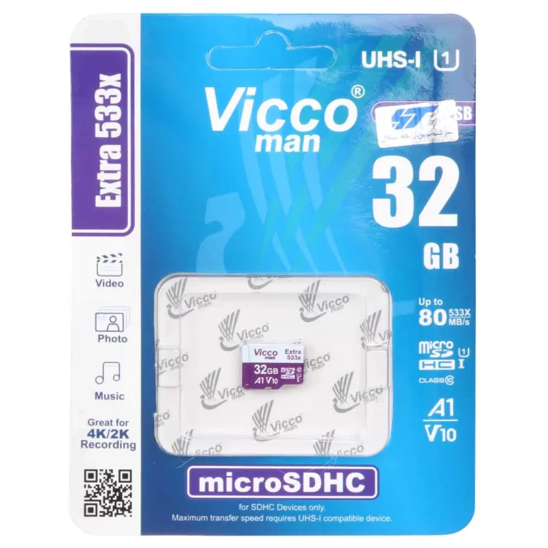 Vicco man MicroSDHC UHS-I U1 Class 10 Extra 533X - 32GB - تصویر 2