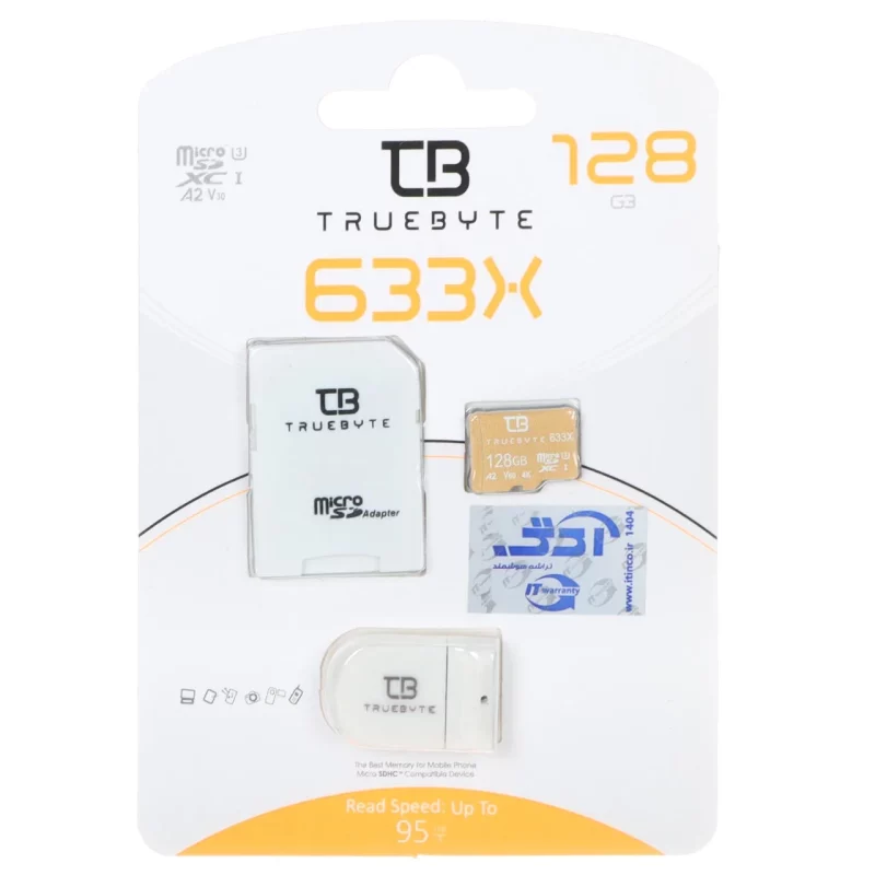 سفید (گارانتی مادام‌العمر شرکت آی تین) TRUEBYTE microSDXC & adapter U3 Class 10 633X -95MB/s - 128GB - تصویر 2