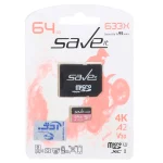 (گارانتی مادام العمر شرکت آی تین) Save it microSDHC & adapter U3 Class 10 633X -95MB/s - 64GB مشکی گلبهی