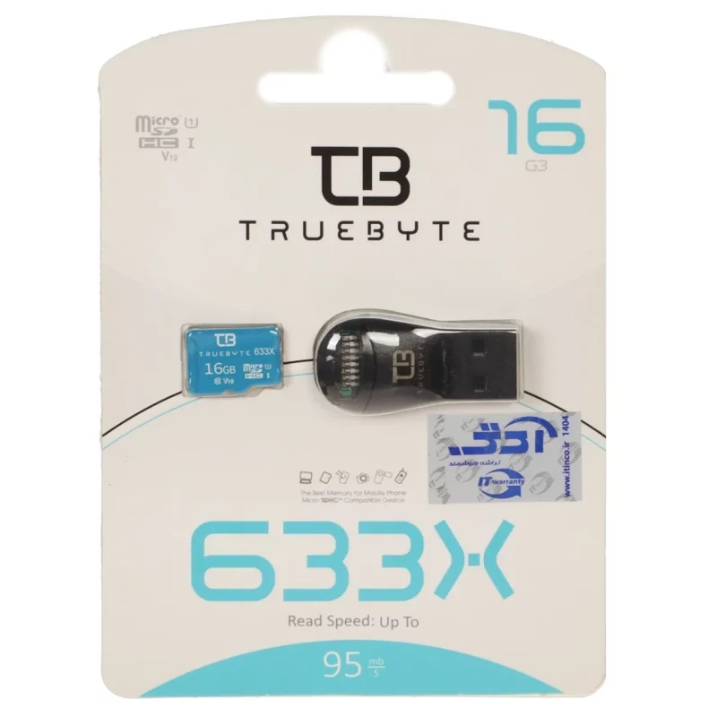 (گارانتی مادام العمر شرکت آی تین) TRUEBYTE microSDXC & Card Reader U1 Class 10 633X -95MB/s - 16GB - تصویر 2