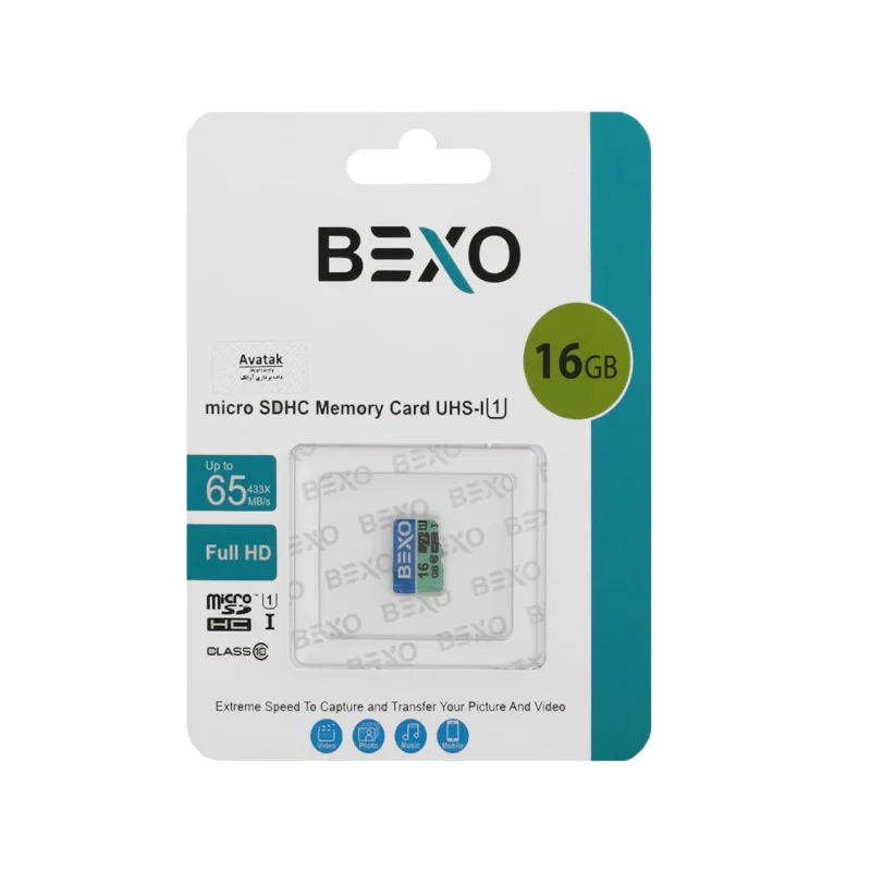 BEXO 433X microSDHC UHS-I U1 Class10-65MB/s-16GB(گارانتی داده پردازی آواتک) - تصویر 2