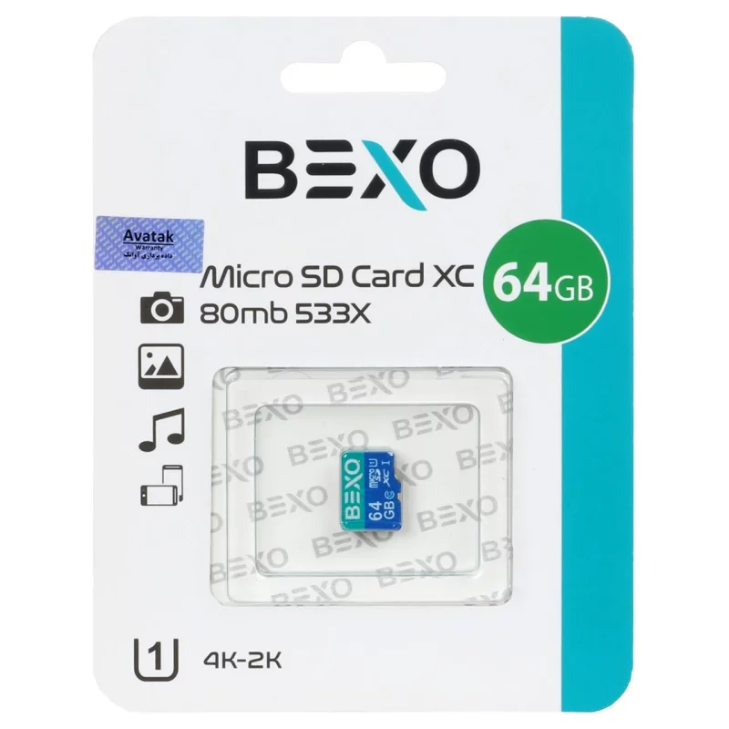 BEXO 533X microSDXC UHS-I U1 Class10-80MB/s - 64GB (گارانتی داده پردازی آواتک) - تصویر 2