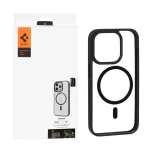 قاب اورجینال Magsafe Spigen با توری اسپیکر فلزی Apple iPhone 15 Pro - شفاف مشکی (پک دار)
