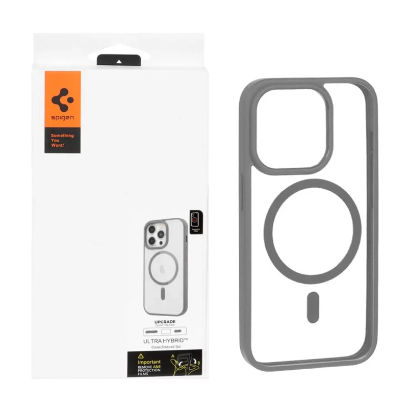 قاب اورجینال Magsafe Spigen با توری اسپیکر فلزی Apple iPhone 15 Pro - طوسی (پک دار) - تصویر 2