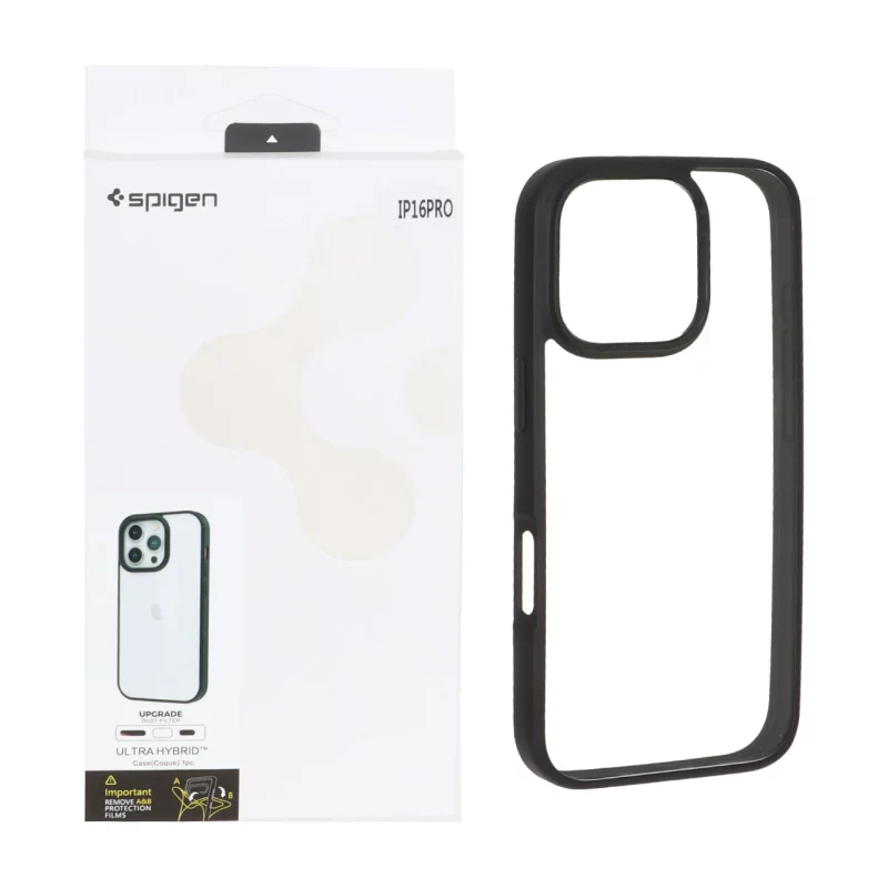 قاب اورجینال Spigen با توری اسپیکر فلزی Apple iPhone 16 Pro - شفاف مشکی (پک دار) - تصویر 2
