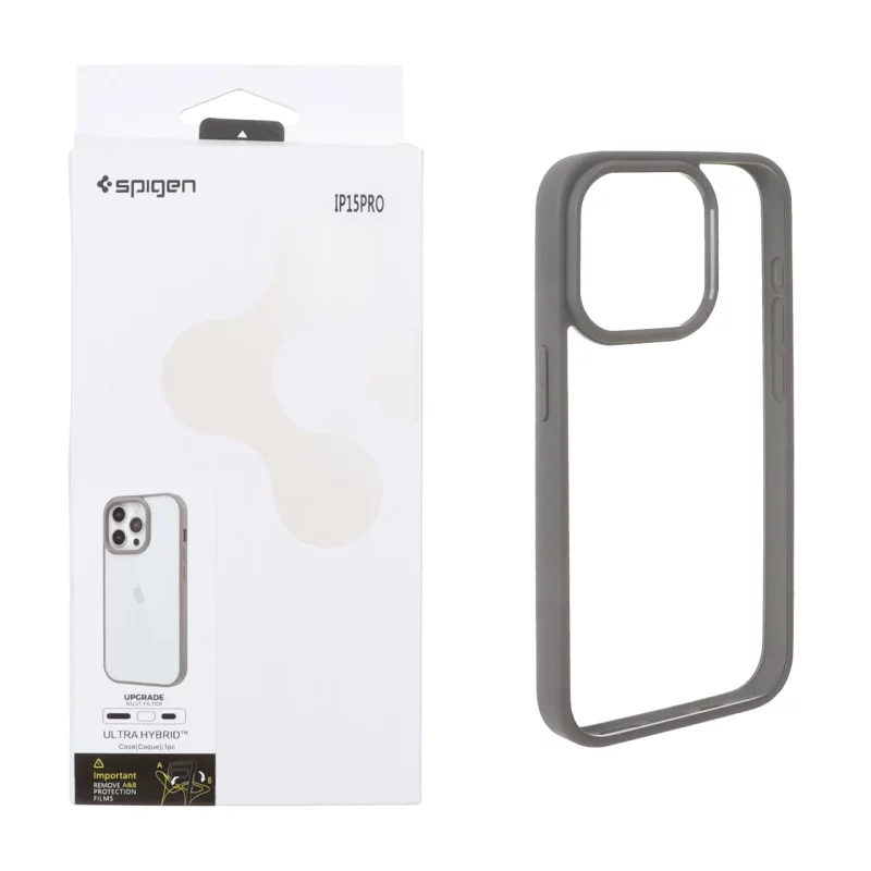 قاب اورجینال Spigen با توری اسپیکر فلزی Apple iPhone 15 Pro - طوسی (پک دار) - تصویر 2