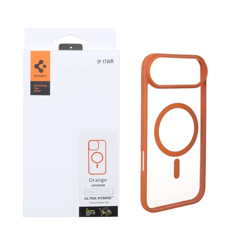 قاب اورجینال Magsafe Spigen با توری اسپیکر فلزی Apple iPhone 17 Air - نارنجی (پک دار) - تصویر 2